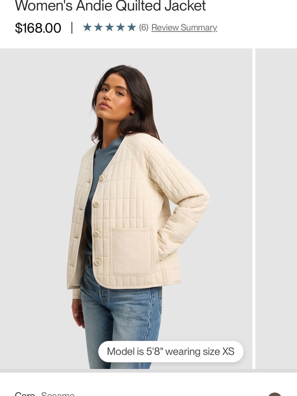 Quilted Button-Front Jacket - Cream - Picture 5 of 5